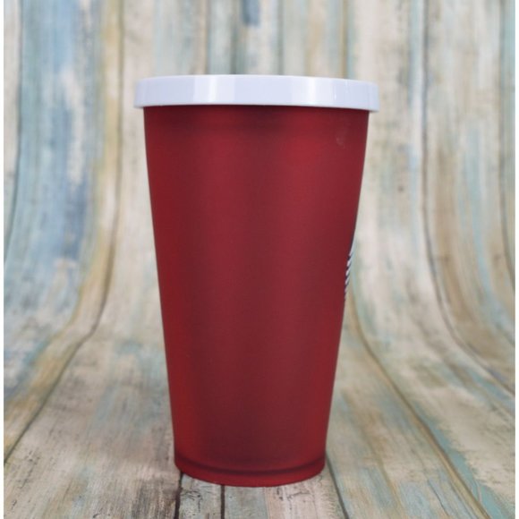 Starbucks Frosted Red 16 oz Holiday Grande Cold Cup Travel Tumbler RARE 2018 - Picture 2 of 9